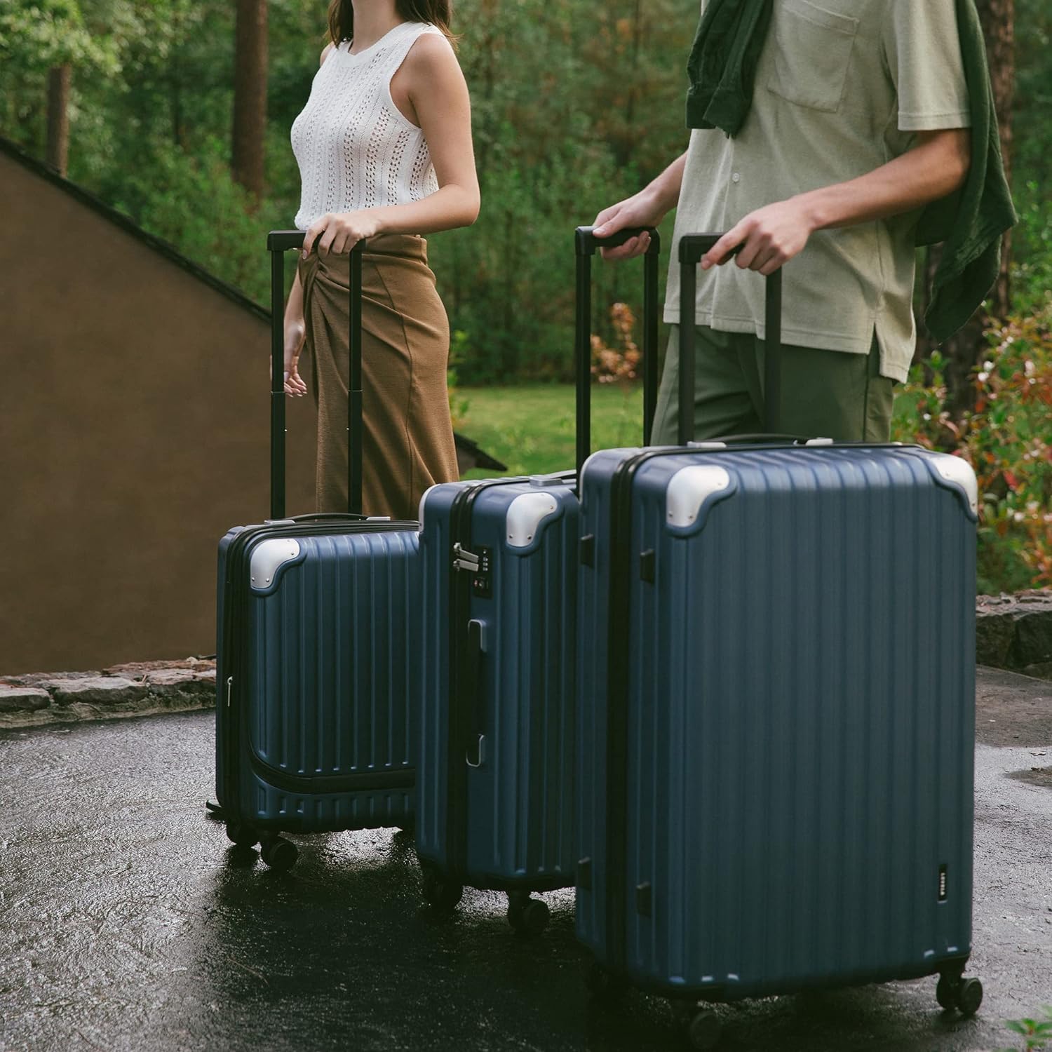 LEVEL8 Grace Maletas de Viaje, 20" Equipaje Expandible, Maletas de Mano con Bolsillo Frontal, con Ruedas Spinner y Cerradura Tsa, Gris