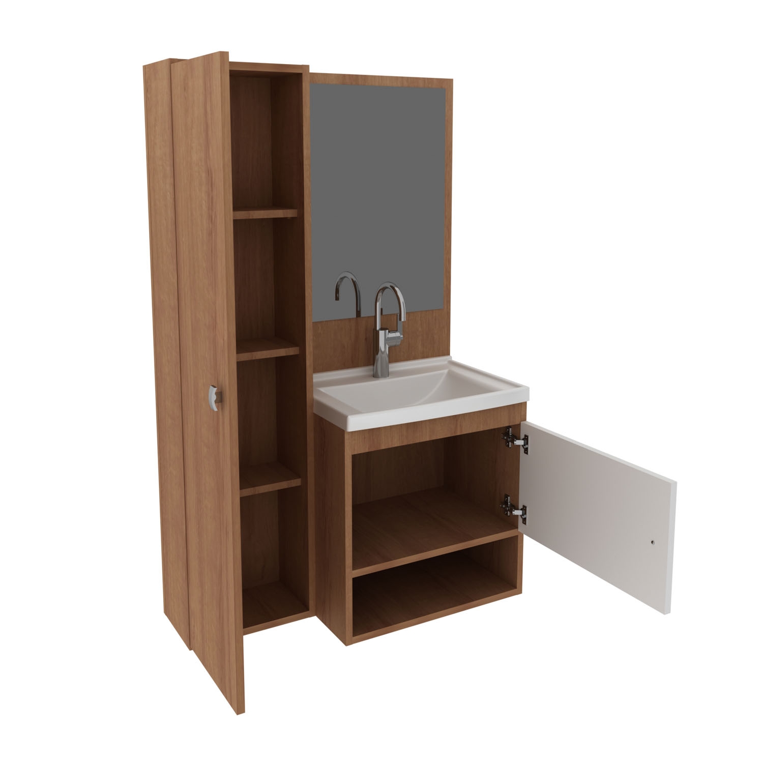 Mueble Baño Aereo Almendra/Blanco Tecnomobili