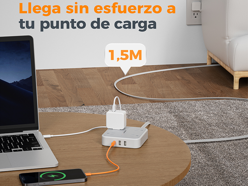 extension electrica extensor de tomacorriente cargador tipo c