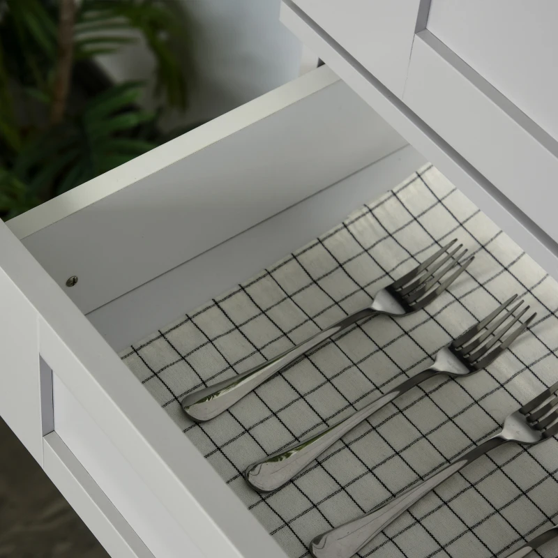 Armario con puertas y cajones, estantería ajustable.