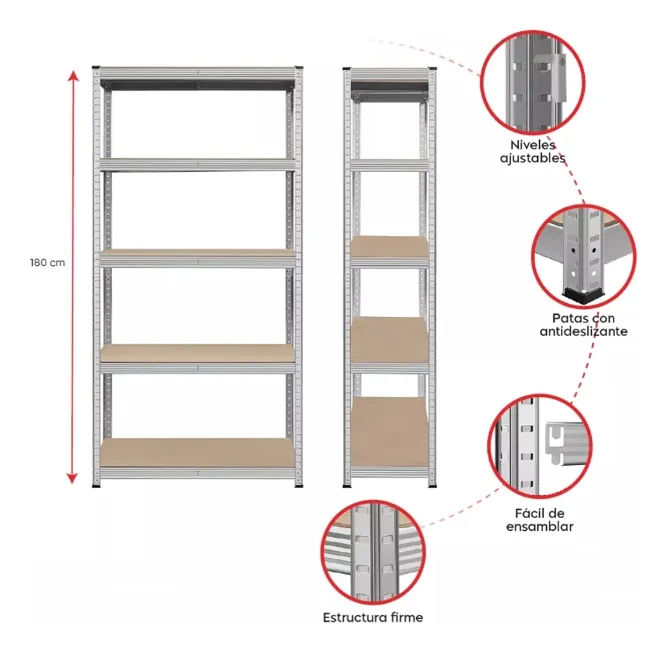Estante Anaquel Rack Repisas 5 Niveles Metalico 180x40x90 Cm