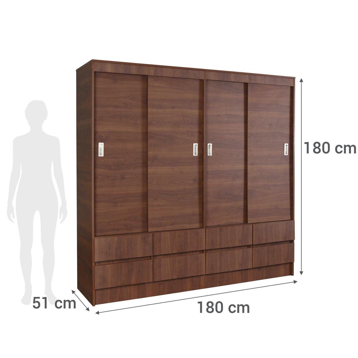 Clóset Maule 4 Puerta(s) 2 Repisa(s) 180x180x51 cm Cerezo