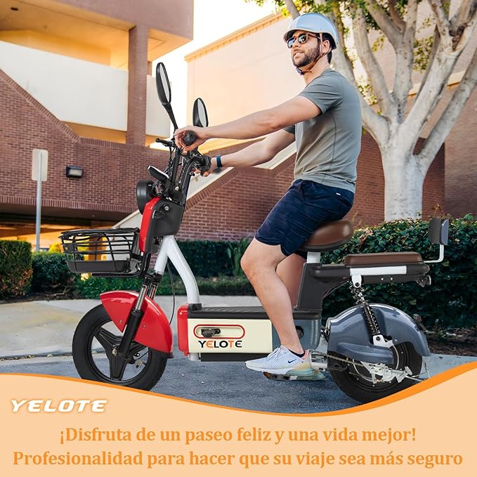 YELOTE Bicicleta Electrica Moto Electrica Velocidad Máxima 35KM/H,Autonomía 40-45KM,Baterías de Gran Capacidad de 20AH con Alarma