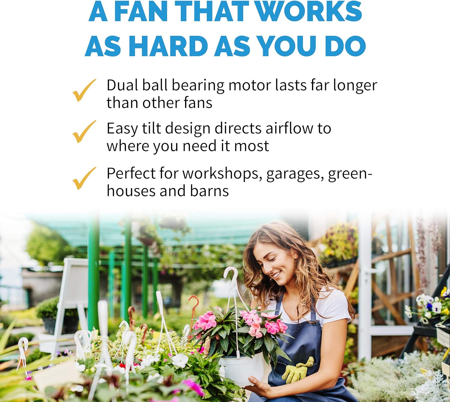 NewAir NIF20CBK00 Ventilador de alta velocidad 2 en 1 para exteriores con 3 velocidades de ventilador y cabezal de inclinación ajustable, NIF20CBK00