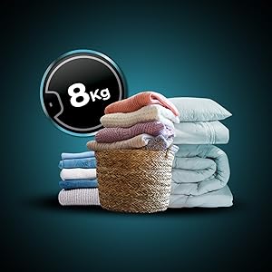 Lavadora de carga frontal  de 8 Kg steel, 1400 rpm, motor inverter plus, vapor y clase A.