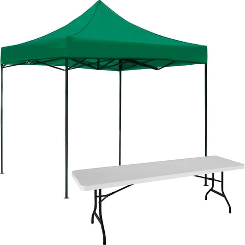 Kit Toldo Carpa 3x3 + Mesa Plegable 1.80m Jardin Exterior