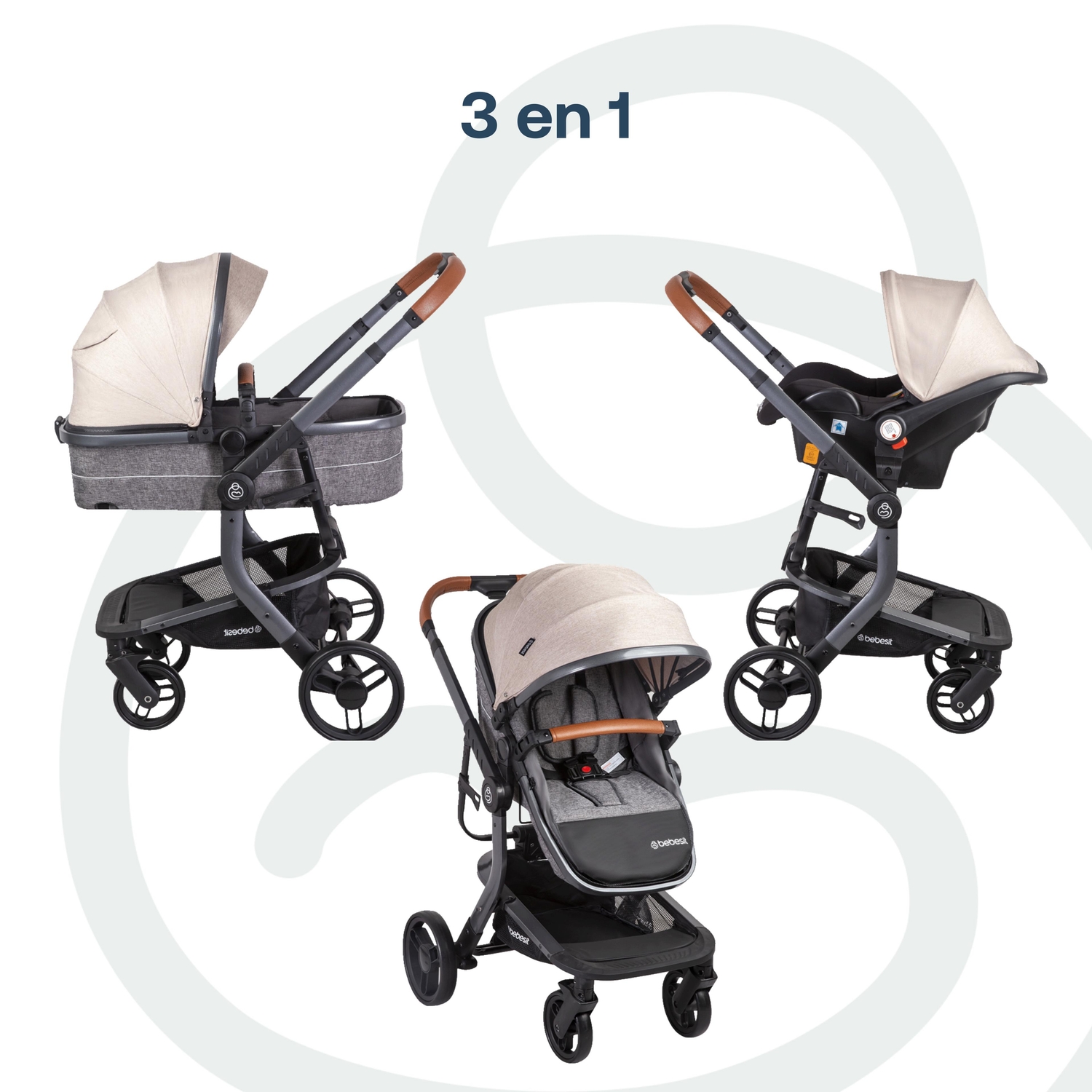 Coche Travel System Taurus Beige Bebesit
