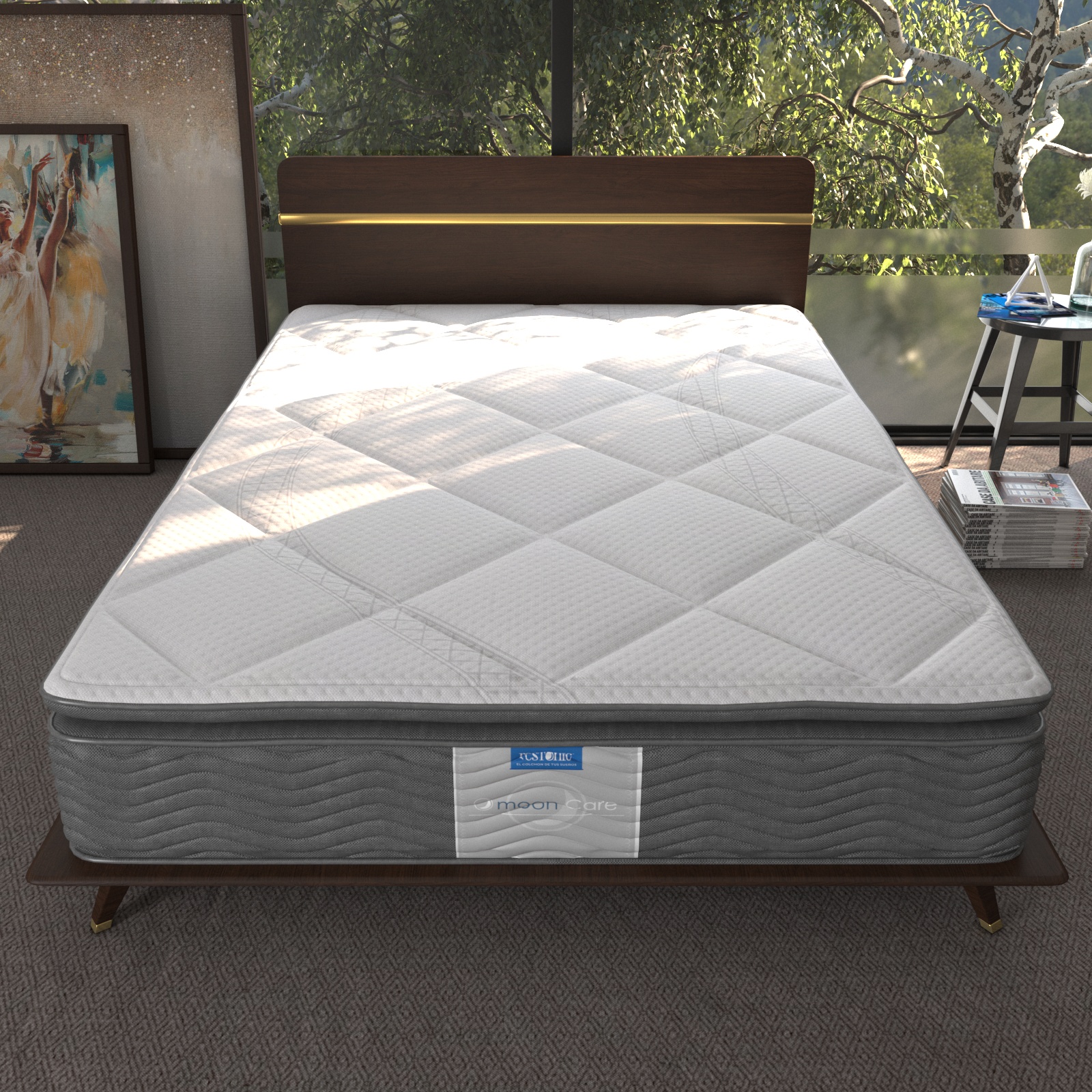 Colchón Individual Dom + 2 Almohadas + Complemento.