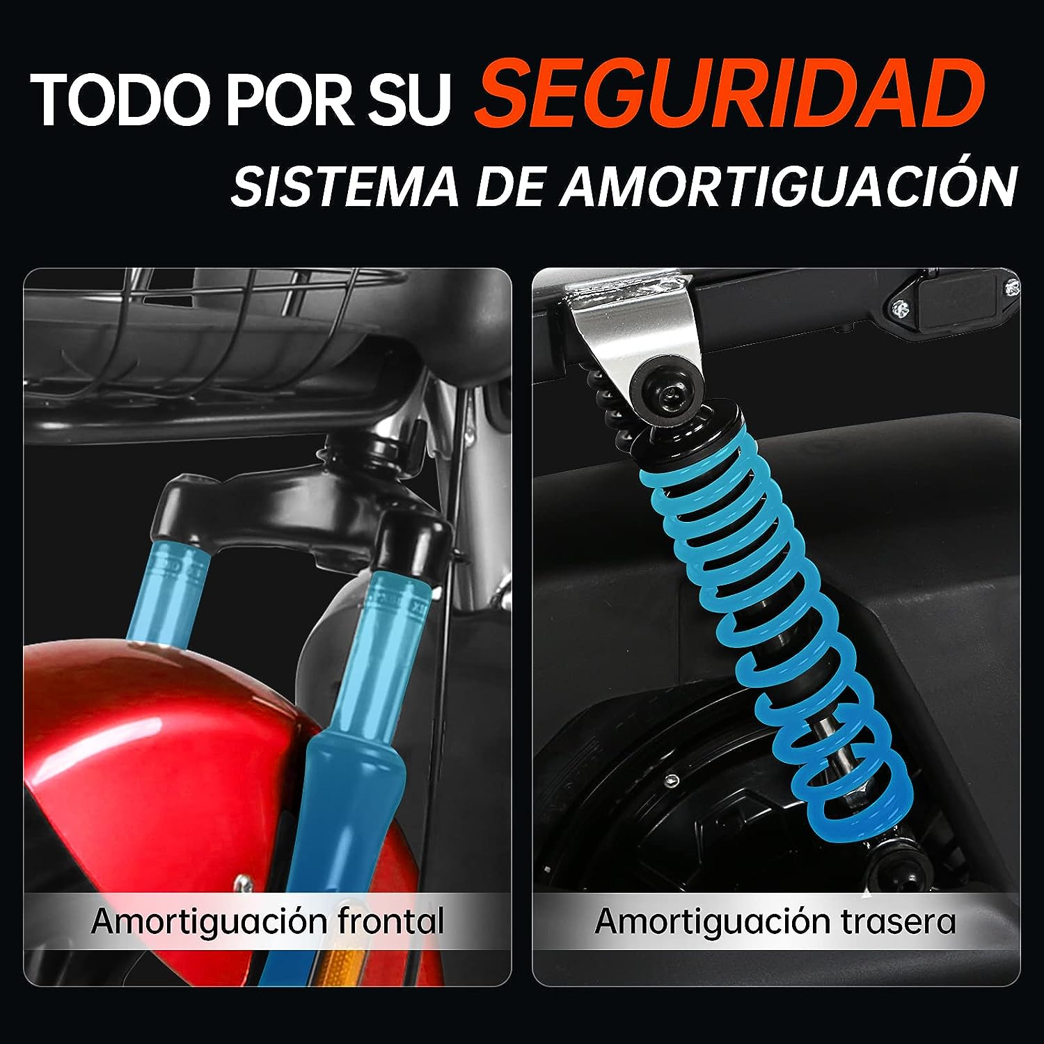 HONEYWHALE U3s Bicicleta eléctrica para adultos, bicicleta eléctrica con alarma, motor máximo 650W, velocidad máxima 31KM/H, autónoma 55-60KM, batería de gran capacidad 20AH, dos asientos----luces de coche