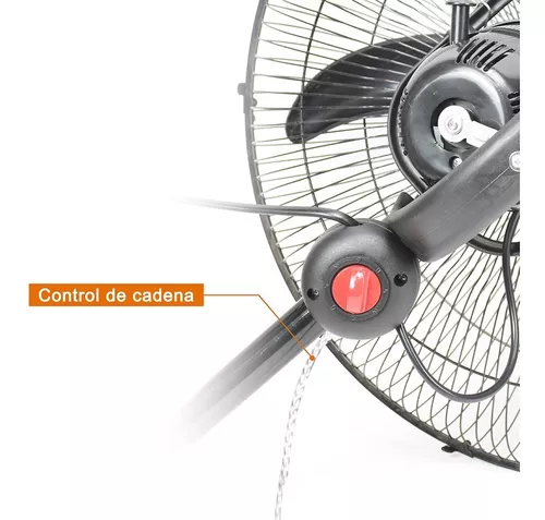 Ventilador Pared 18 Pulgadas Mytek 3196 Metálico/360° Oscil. Estructura Negro Aspas Plateado