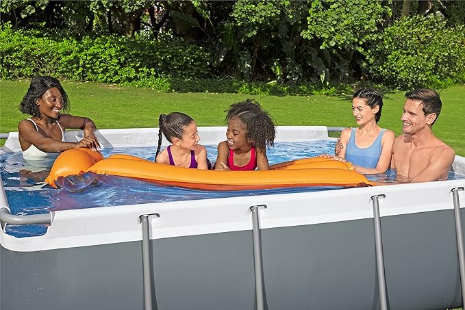 Bestway Power Steel - Juego de Piscina Rectangular de 9 pies 3 Pulgadas x 6 pies 5 Pulgadas x 33 Pulgadas, Incluye Bomba de Filtro de 330 galones y dispensador ChemConnect
