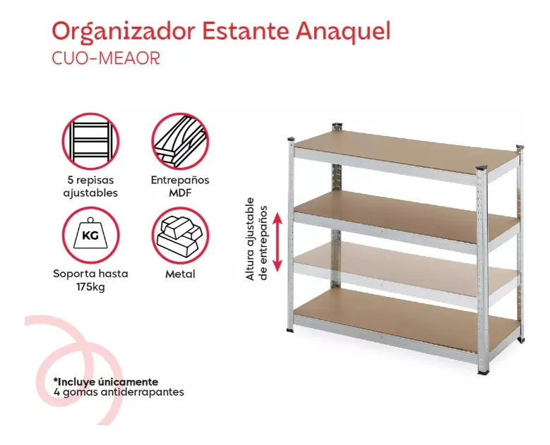 Estante Anaquel Rack Repisas 5 Niveles Metalico 180x40x90 Cm