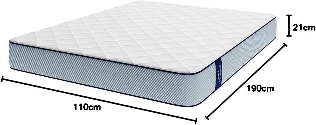 Cecotec Colchón Viscoelástico Flow PureVital 1900 Medida 90x190. Multicapa, Altura 21cm, Firmeza Alta, Núcleo FoamVital, Doble Cara Dual System para Invierno y Verano