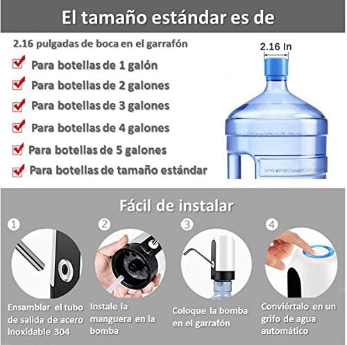 TECHVIDA Dispensador de Agua Automático Botella Recargable Agua Potable Bomba de Agua Potable Eléctrica Inalámbrica Bombeo Rápido Botella de Galón Universal Interruptor de Dispensador de la Bomba de Agua