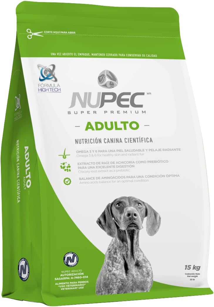 Nupec Comida para Perros, Adulto, Sabor a Carne, 15 kg