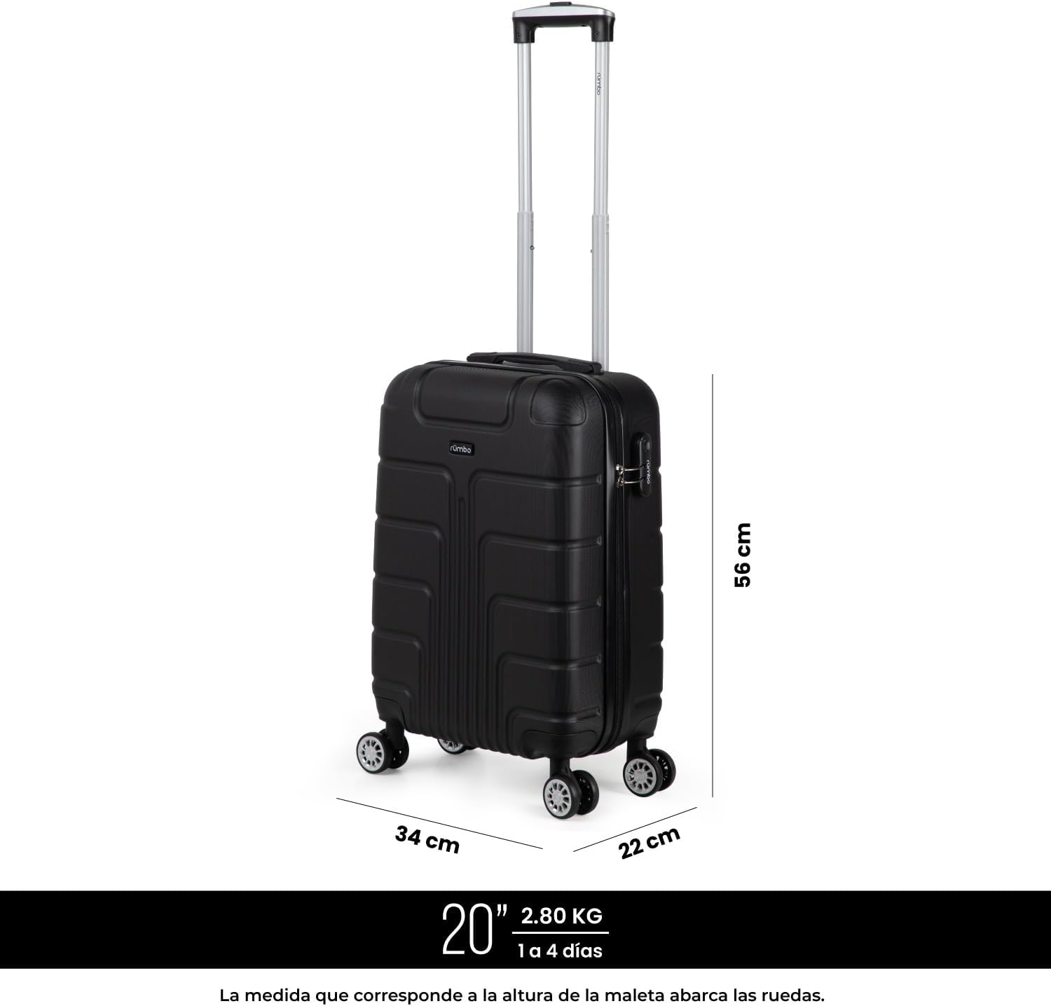 RUMBO | Juego de Maletas De Viaje Rígidas 4 Pzas – Maletas ABS Resistente Gris Plata – Ruedas Giratorias 360°