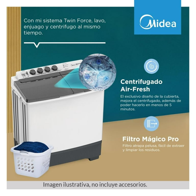 Lavadora Midea Dos tinas 19 kg Blanca
