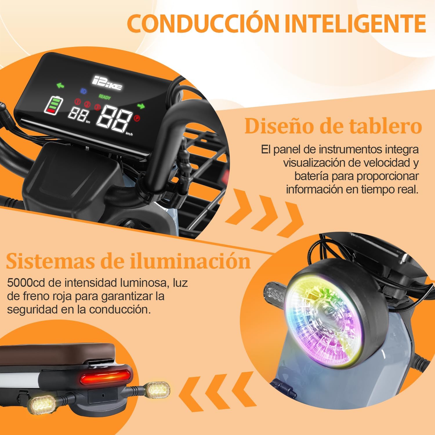 YELOTE Bicicleta Electrica Moto Electrica Velocidad Máxima 35KM/H,Autonomía 40-45KM,Baterías de Gran Capacidad de 20AH con Alarma