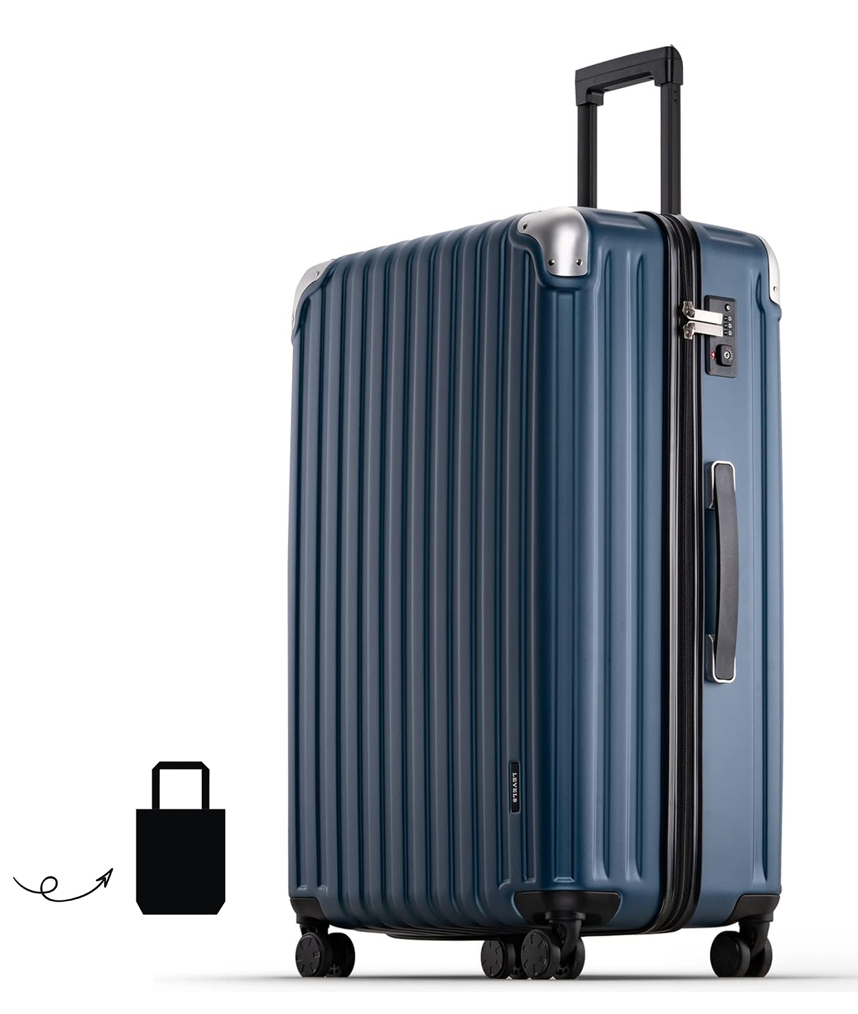 LEVEL8 Grace Maletas de Viaje, 20" Equipaje Expandible, Maletas de Mano con Bolsillo Frontal, con Ruedas Spinner y Cerradura Tsa, Gris