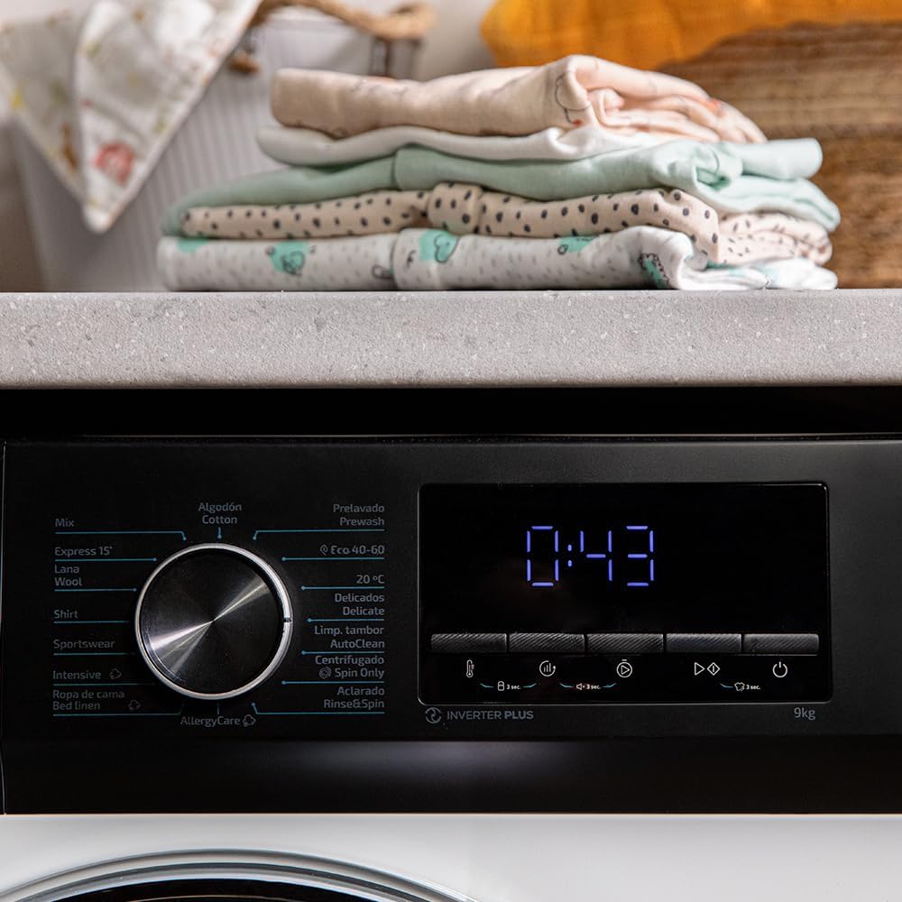 Cecotec Lavadora 8Kg Carga Frontal Bolero Dresscode 8500 Inverter A. 1900W, 1400 rpm, Motor Inverter Plus, Bajo Consumo, 16 Programas, SteamMax, Delay Start, Blanco