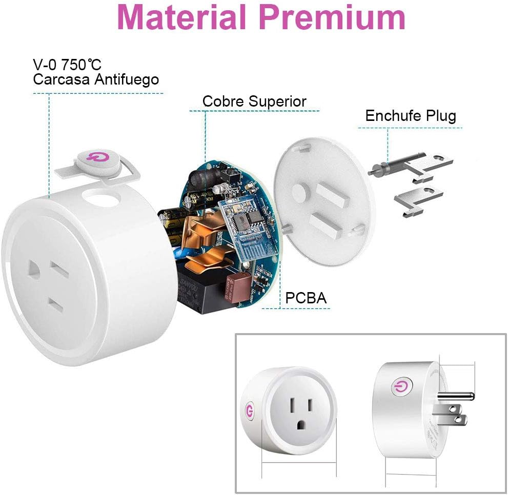 E T EASYTAO | Wifi Smart Plug Paquete de 2, Enchufe Inteligente, Toma de Corriente Inalámbrica Compatible con Amazon Alexa, Google Home y IFTTT,Control Remoto via APP los Dispositivos Eléctricos