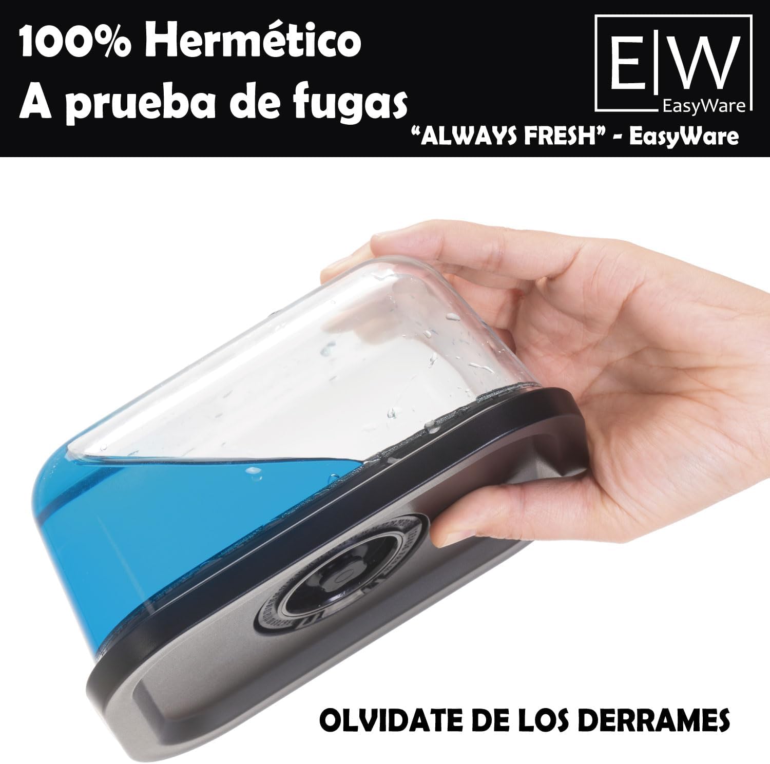 EasyWare JUEGO DE RECIPIENTES DE VIDRIO HERMÉTICO, CONTENEDORES Para Alimentos con Tapas Cierre Fácil, Refractarios para Cocina, Horno, Refrigerador Congelador (JUEGO 10 RECIPIENTES (20 PZ))