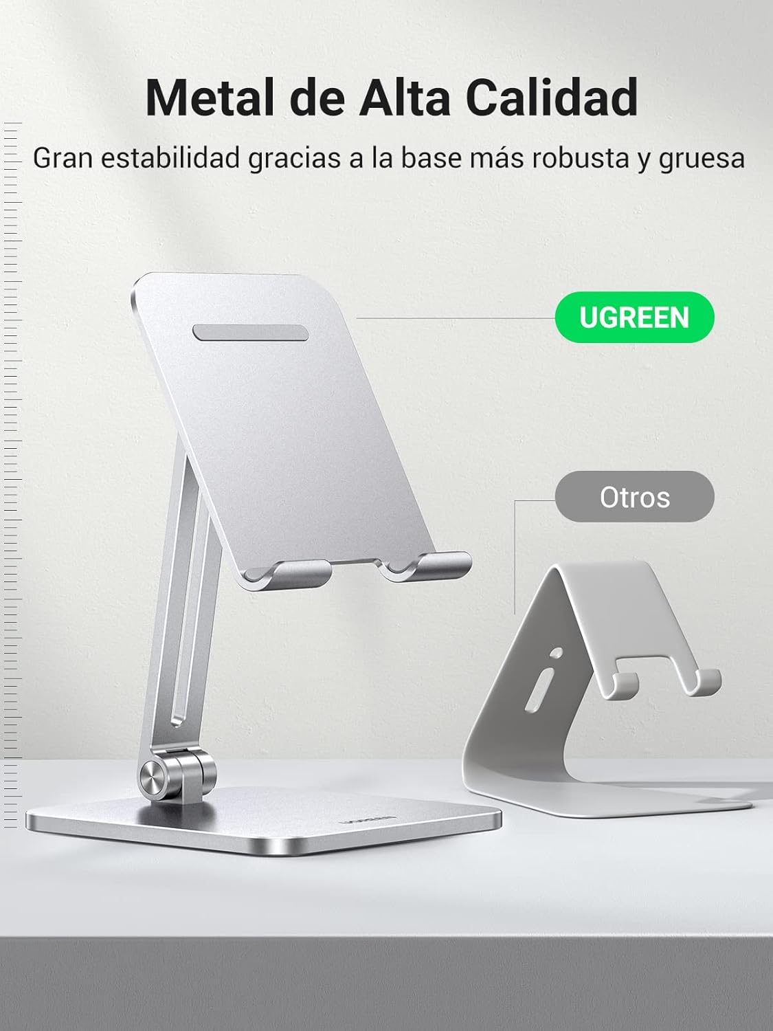 UGREEN Soporte para Tablet iPad Celular, Base Stand Plegable de Aluminio, Ajustable de 7.9' a 12.9'' para Tablet, Compatible con iPad Mini Pro Air, Galaxy Tab, Kindle, Switch,
