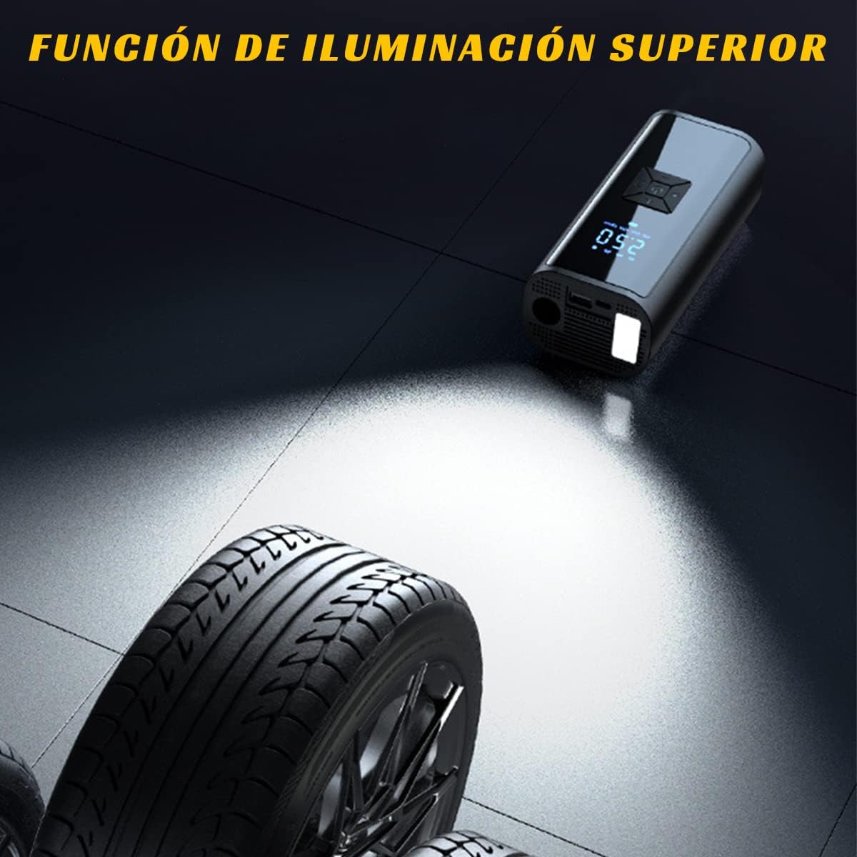 MXCOCO Compresor de Aire Portátil, 150PSI 80 W de Alta Potencia con LED Inteligente,Bomba de neumáticos de Coche de 12 V, Adecuado para Inflar y Presurizar Bicicletas, Autos, Motos y Balones