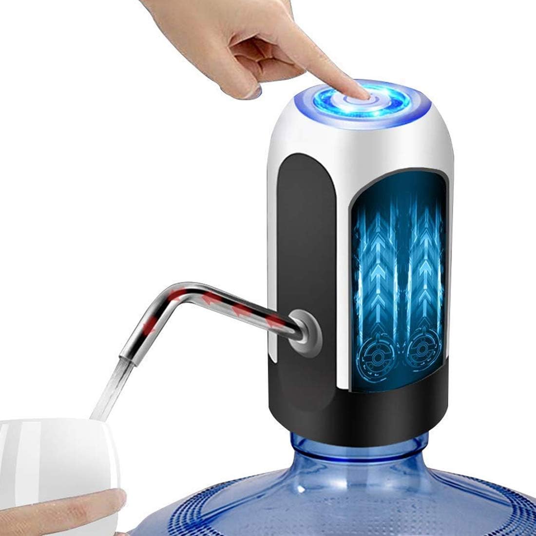 TECHVIDA Dispensador de Agua Automático Botella Recargable Agua Potable Bomba de Agua Potable Eléctrica Inalámbrica Bombeo Rápido Botella de Galón Universal Interruptor de Dispensador de la Bomba de Agua