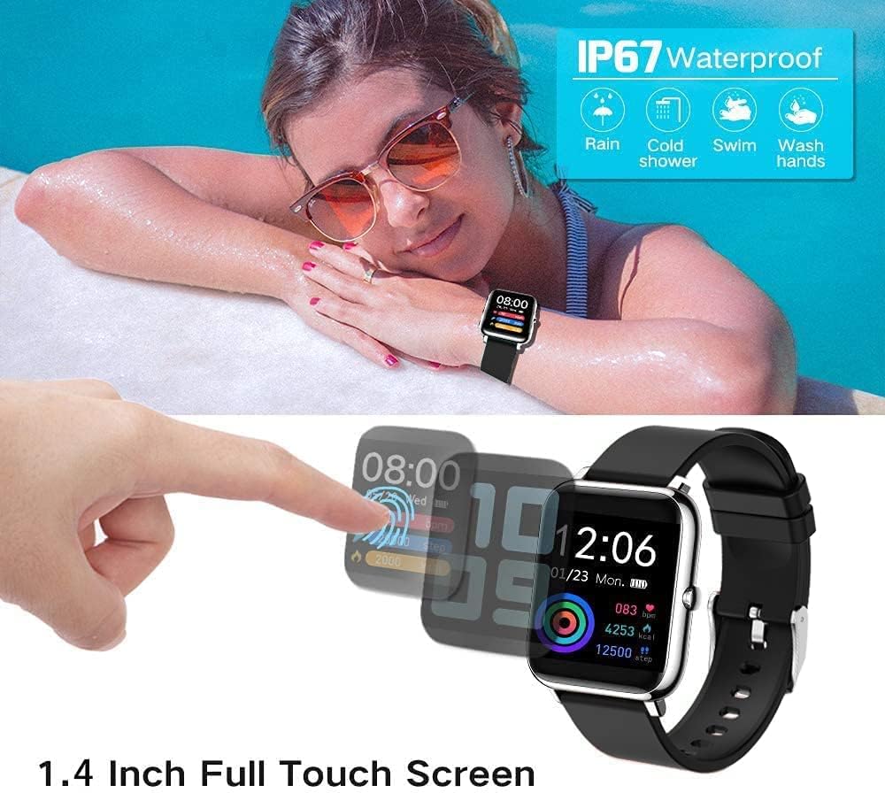 Salandens Smartwatch, Reloj Inteligente Mujer y Hombre Smartwatch Presion Arterial Monitor Pulser, Impermeable IPX7,con Monitor De Frecuencia Cardíaca, Monitor De Calorías, Podómetro,GPS, etc