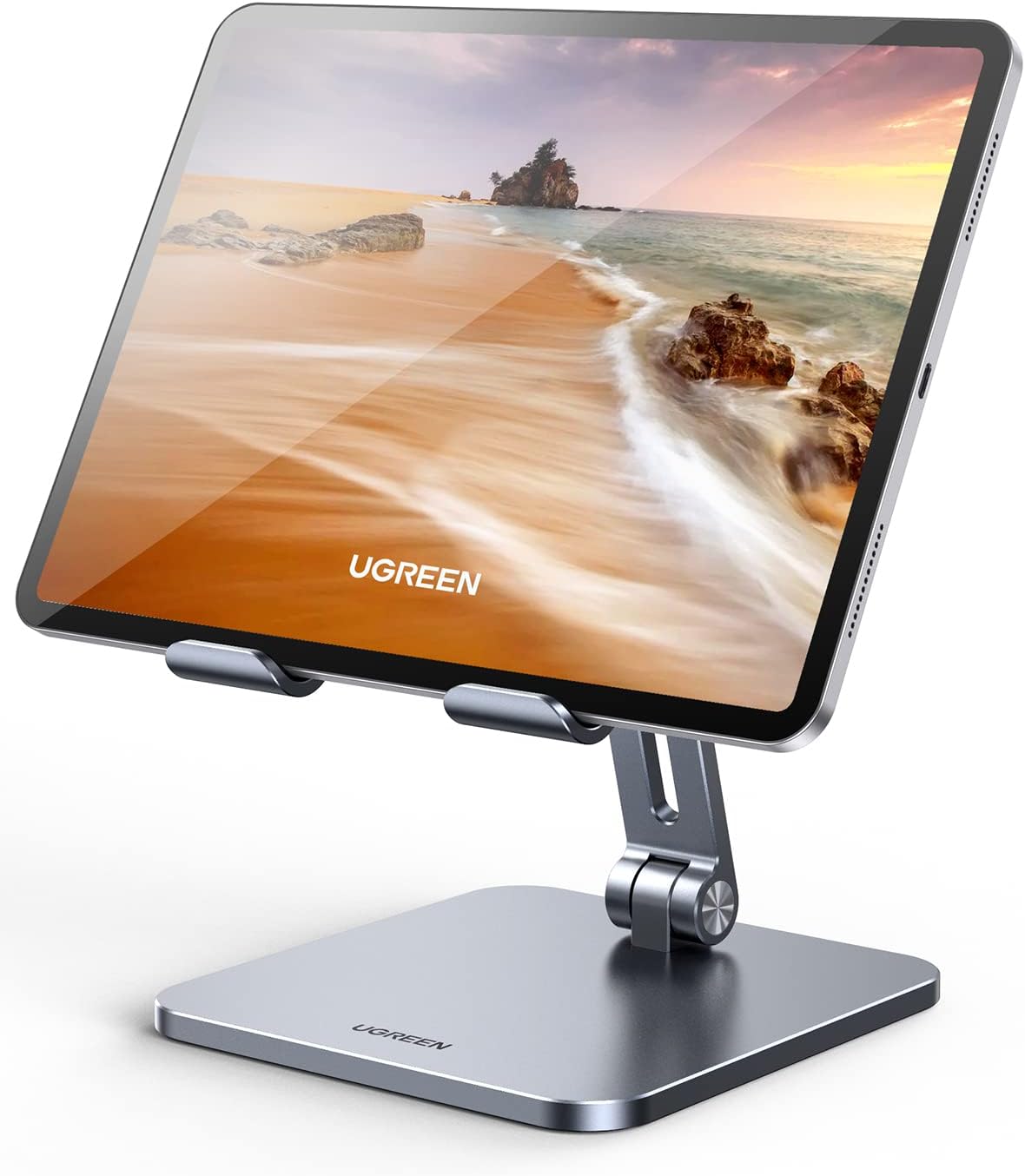 UGREEN Soporte para Tablet iPad Celular, Base Stand Plegable de Aluminio, Ajustable de 7.9' a 12.9'' para Tablet, Compatible con iPad Mini Pro Air, Galaxy Tab, Kindle, Switch,