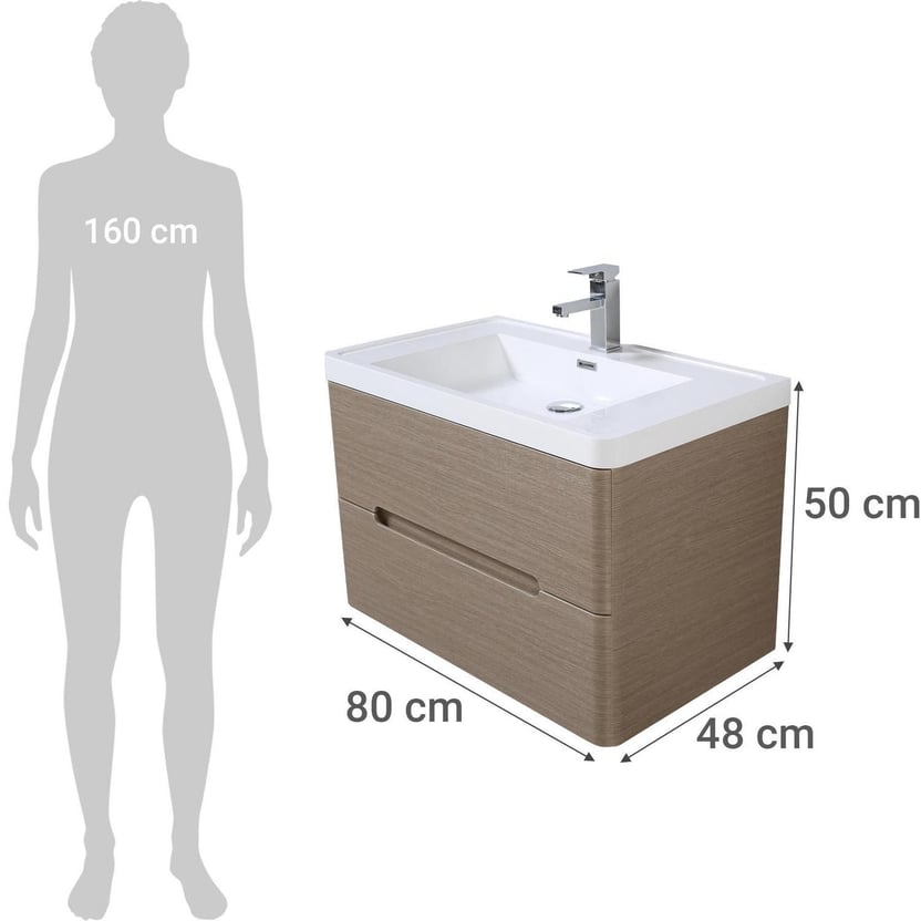 Mueble baño river taupe 80 cm