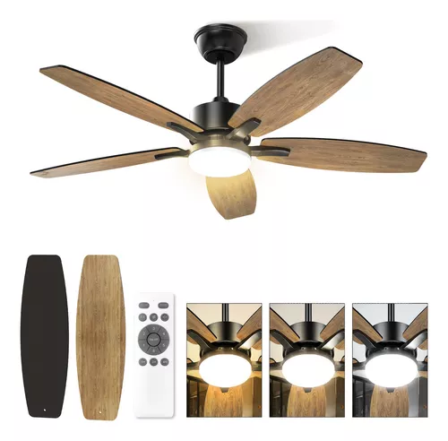 Ventilador De Techo Modernos De 42 Pulgadas, Ventilador De Techo Con Luz Led Y Control Remoto, Lampara Ventilador Silencioso De 5 Aspas Para Interior/exterior Con 3cct+6 Velocidades