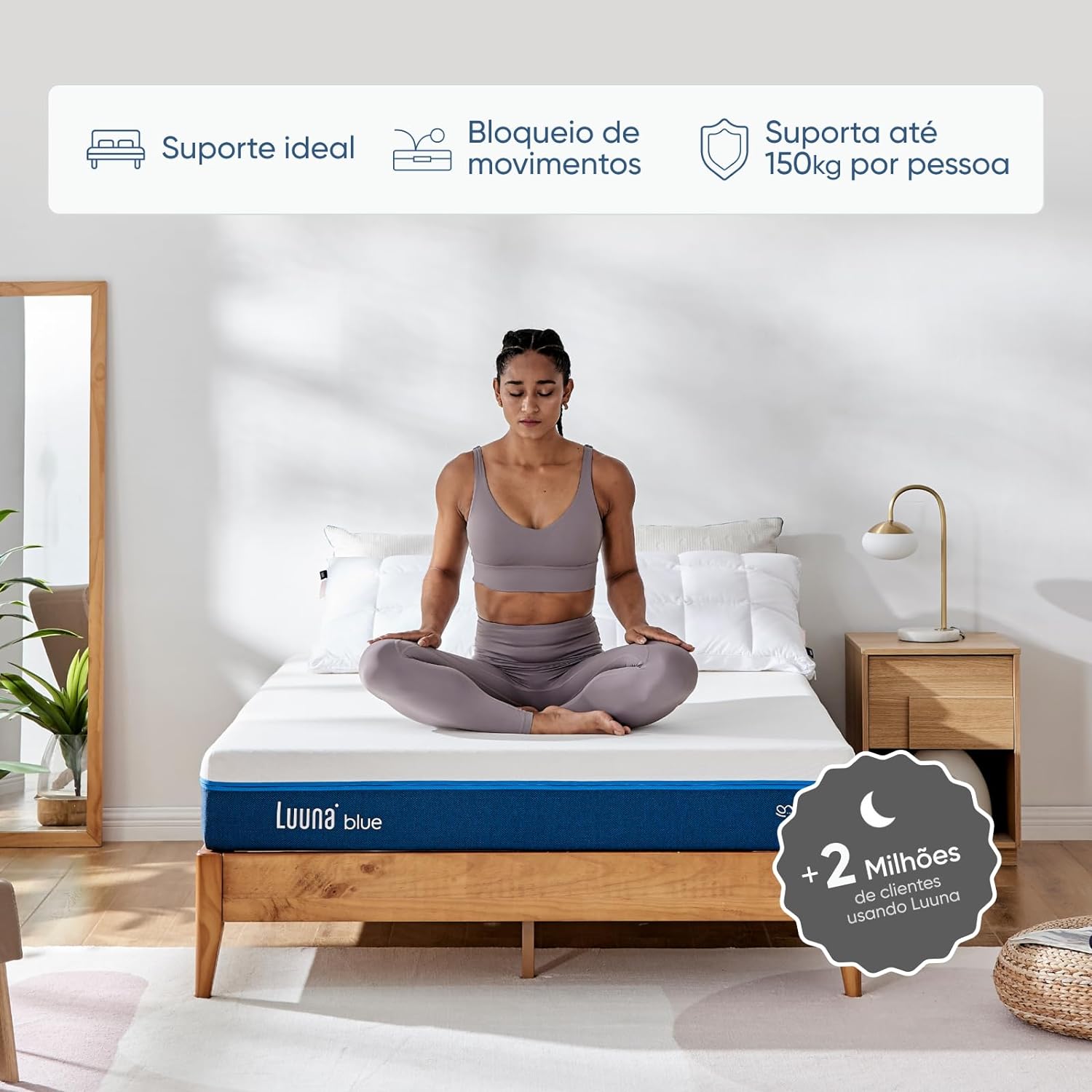Luuna Colchón Blue Individual, Espumas certificadas, Hecho en México, 3 Capas de Espuma, Memory Foam, Durabilidad, Colchón en Caja