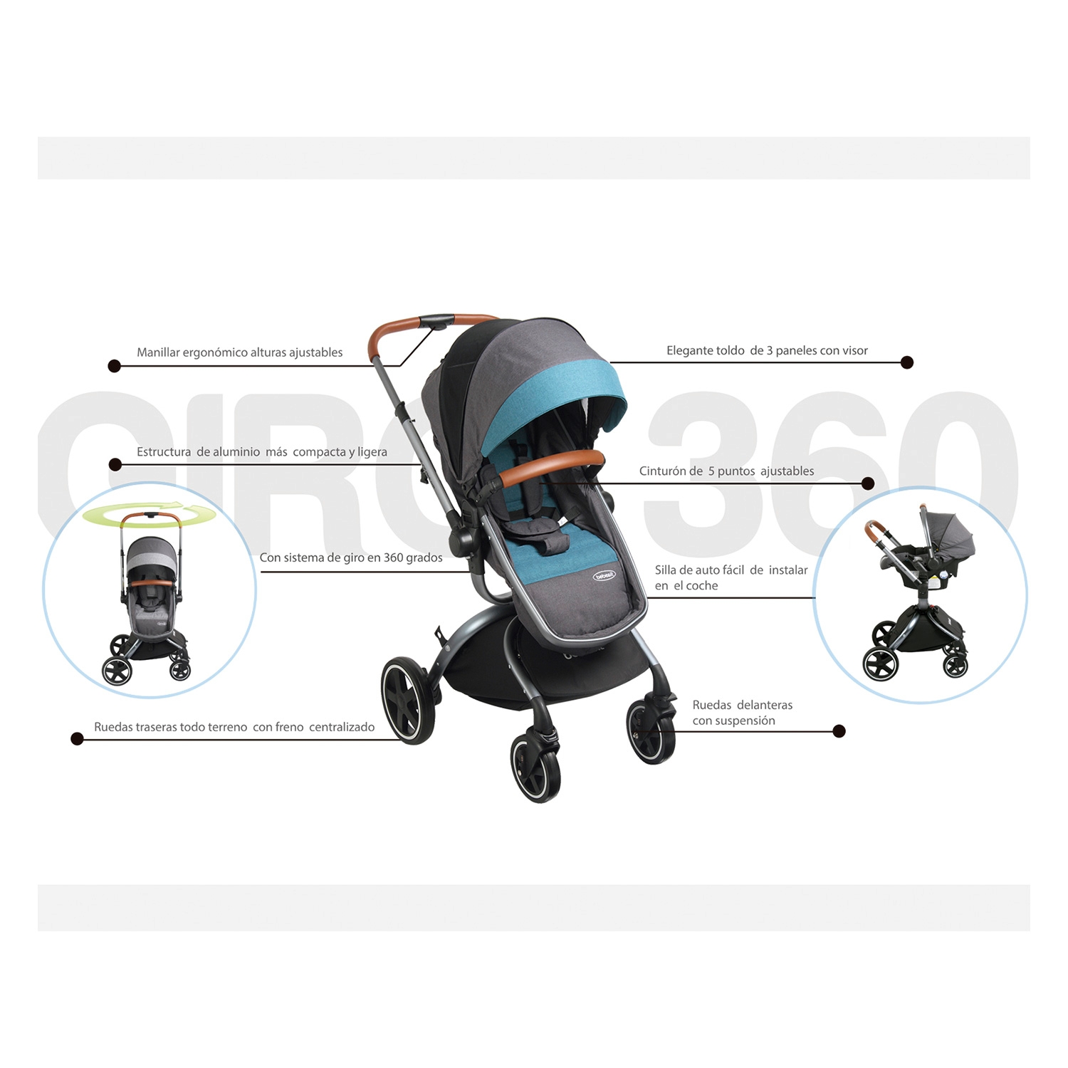 Coche Cuna Travel System Deluxe 360° Bebesit