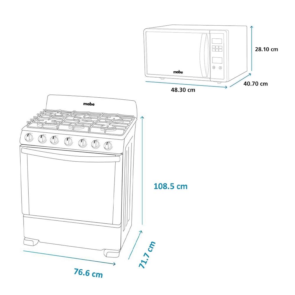 Combo Mabe Estufa 30 pulgadas con Microondas 0.9 Pies EM7630BHMM09N Negro