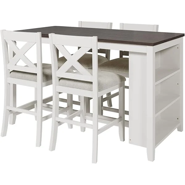 Juego de mesa de comedor de altura de mostrador con 4 sillas