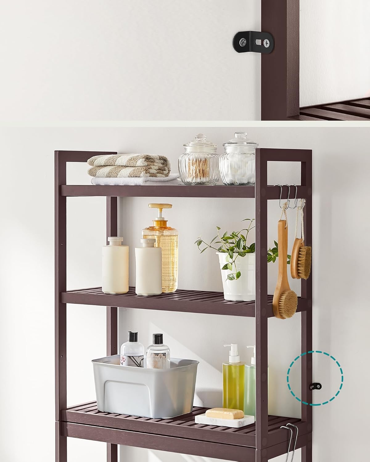 SONGMICS Mueble para Inodoro, Estante sobre Inodoro, Estantería de 3 Niveles, Estante Ajustable, Blanco Nube MBTS01WT