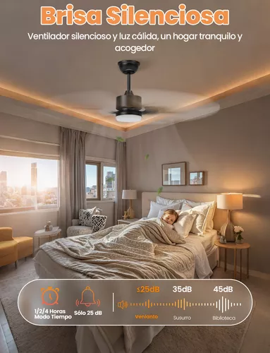 Ventilador De Techo Modernos De 42 Pulgadas, Ventilador De Techo Con Luz Led Y Control Remoto, Lampara Ventilador Silencioso De 5 Aspas Para Interior/exterior Con 3cct+6 Velocidades