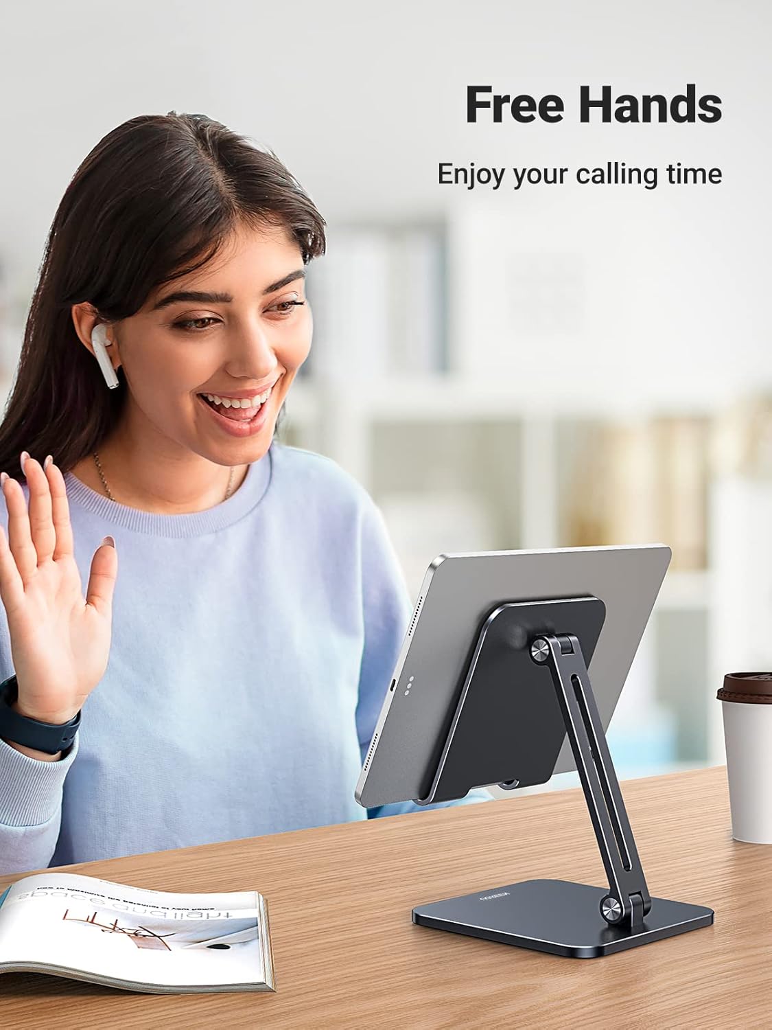 UGREEN Soporte para Tablet iPad Celular, Base Stand Plegable de Aluminio, Ajustable de 7.9' a 12.9'' para Tablet, Compatible con iPad Mini Pro Air, Galaxy Tab, Kindle, Switch,