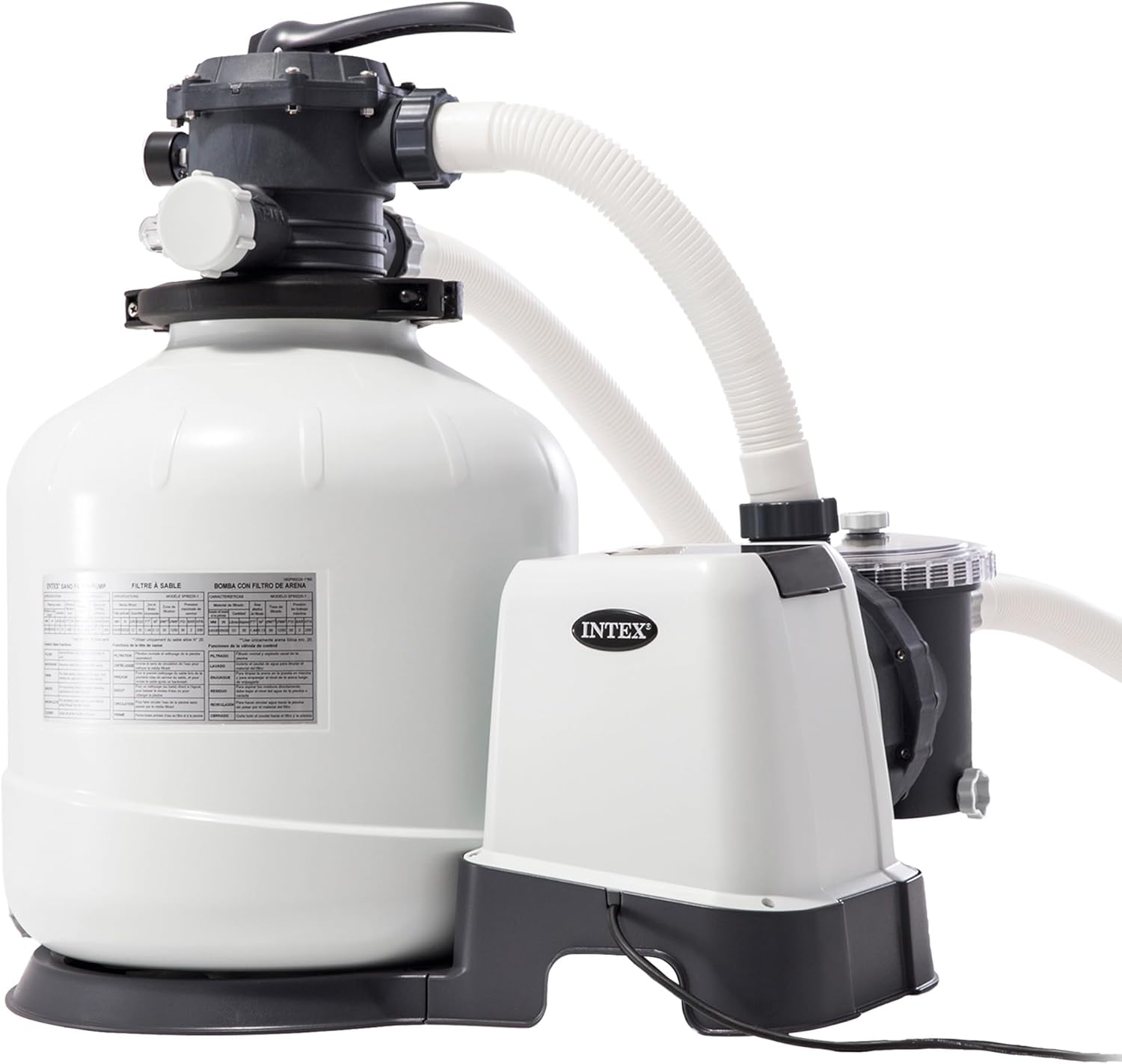 Intex 55249 - Depuradora de Arena Krystal Clear 3.500 L/H, depuradora Piscina Arena, Filtro Piscina, Bomba Piscina/para Piscinas Desmontables de hasta 17.000 L., 4 Funciones y Sistema de Bloqueo