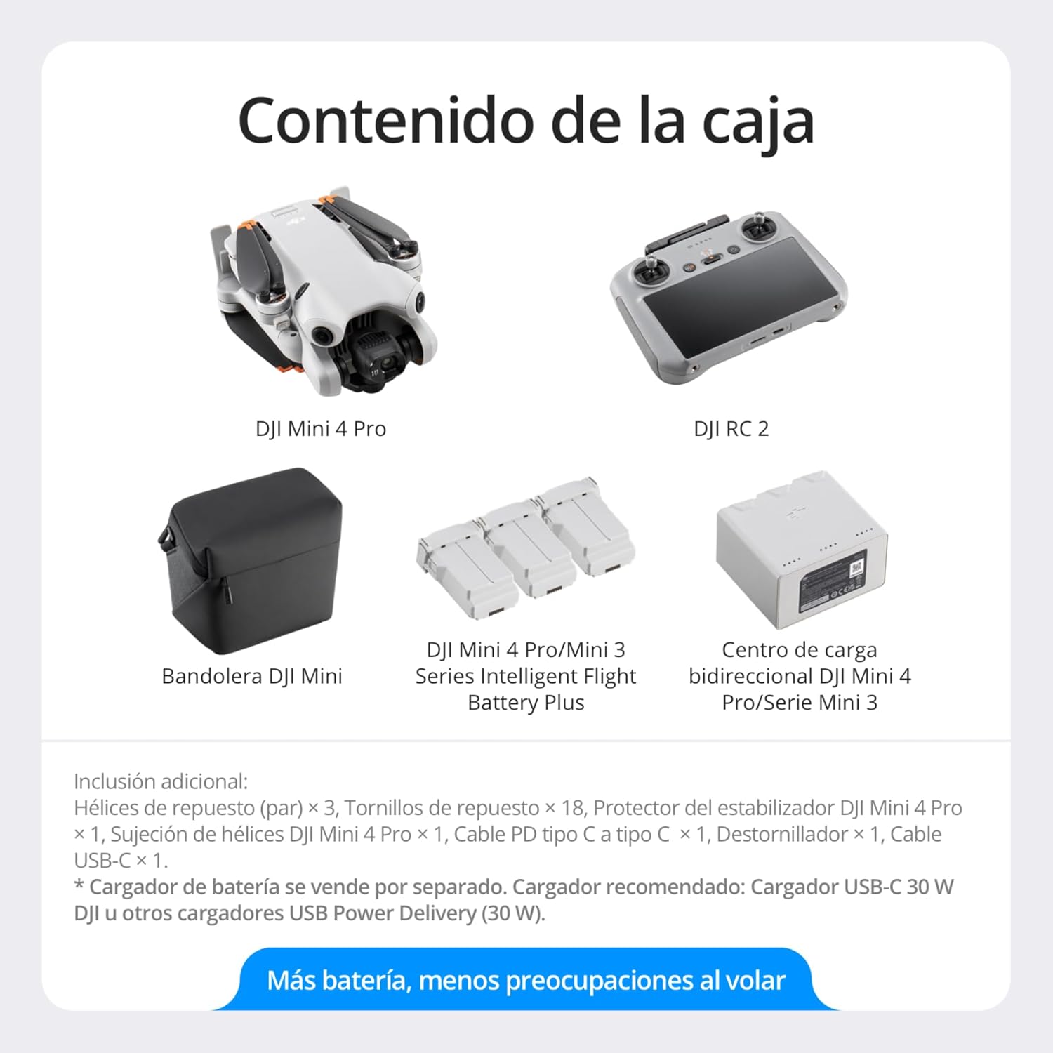 Pack DJI Mini 4 Pro Vuela Más Plus con DJI RC 2 (control remoto con pantalla), cámara de vídeo 4K HDR para adultos, con 2 baterías de vuelo inteligentes adicionales para 45 min de tiempo de vuelo
