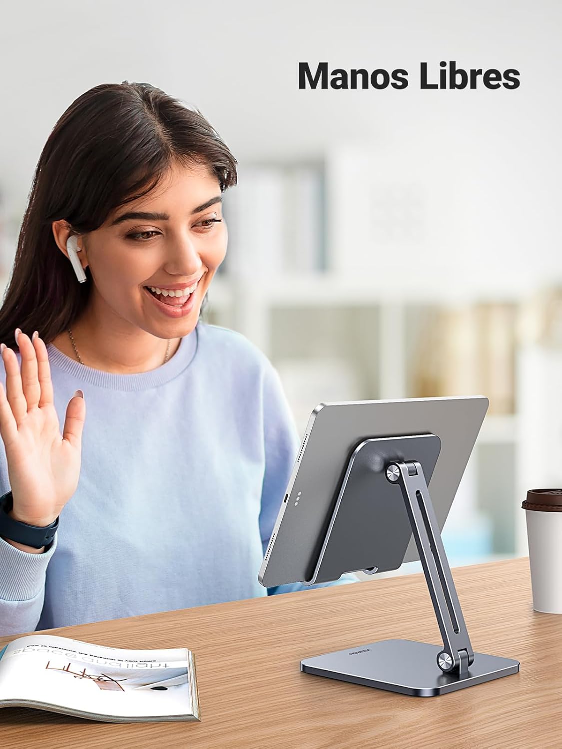 UGREEN Soporte para Tablet iPad Celular, Base Stand Plegable de Aluminio, Ajustable de 7.9' a 12.9'' para Tablet, Compatible con iPad Mini Pro Air, Galaxy Tab, Kindle, Switch,