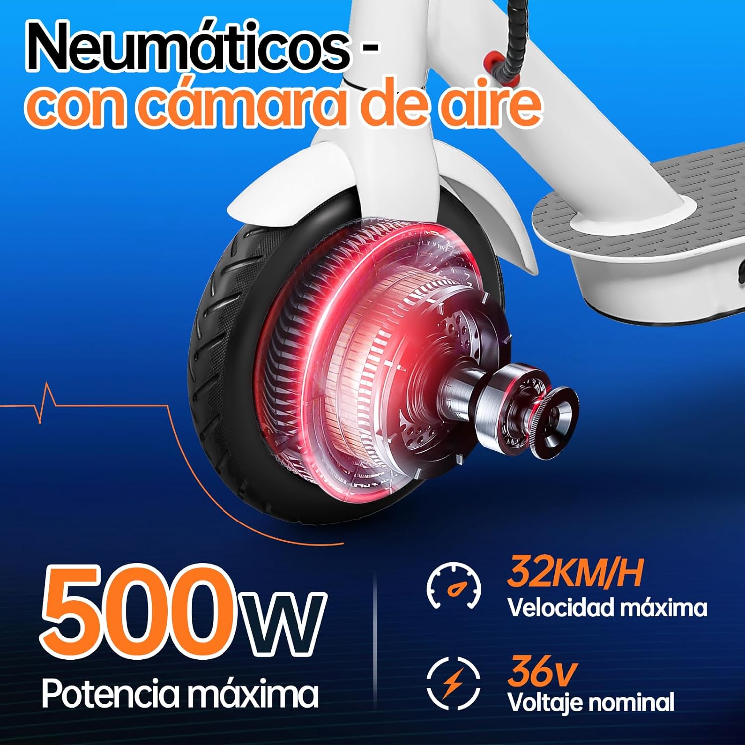 HONEYWHALE M2 Pro Scooter Eléctrico Plegable para Adultos, Motor de 500 W de Potencia Máxima, 22km con una Carga Completa, Velocidad Máxima 32km/h, Patin Eléctrico con App Control Bluetooth
