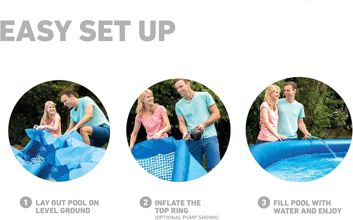 INTEX 28120EH - Piscina Inflable de fácil Juego: 10 pies x 30 Pulgadas, Material Resistente a Las Perforaciones, inflado rápido, Capacidad de 1018 galones – 23 Pulgadas de Profundidad de Agua