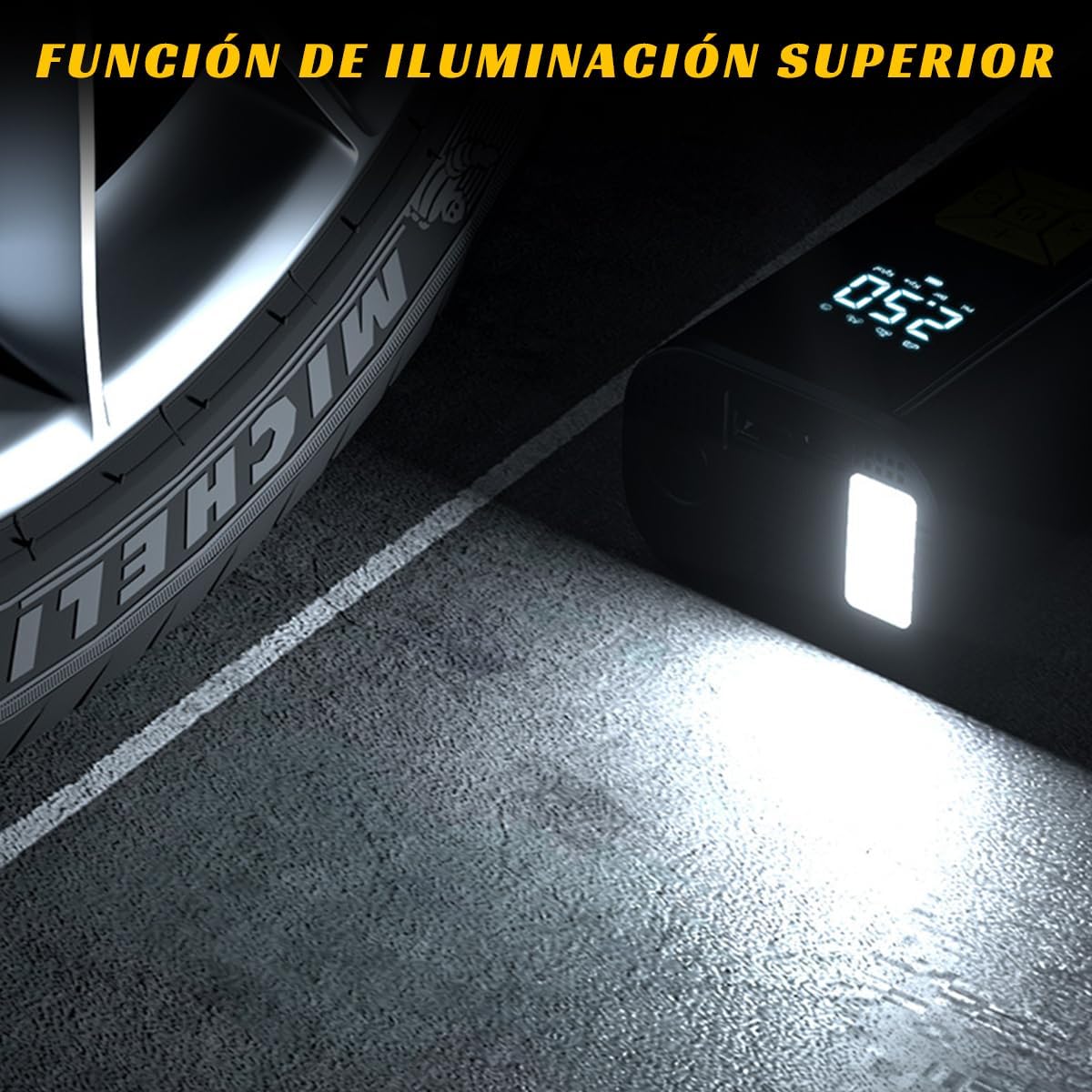 MXCOCO Compresor de Aire Portátil, 150PSI 80 W de Alta Potencia con LED Inteligente,Bomba de neumáticos de Coche de 12 V, Adecuado para Inflar y Presurizar Bicicletas, Autos, Motos y Balones
