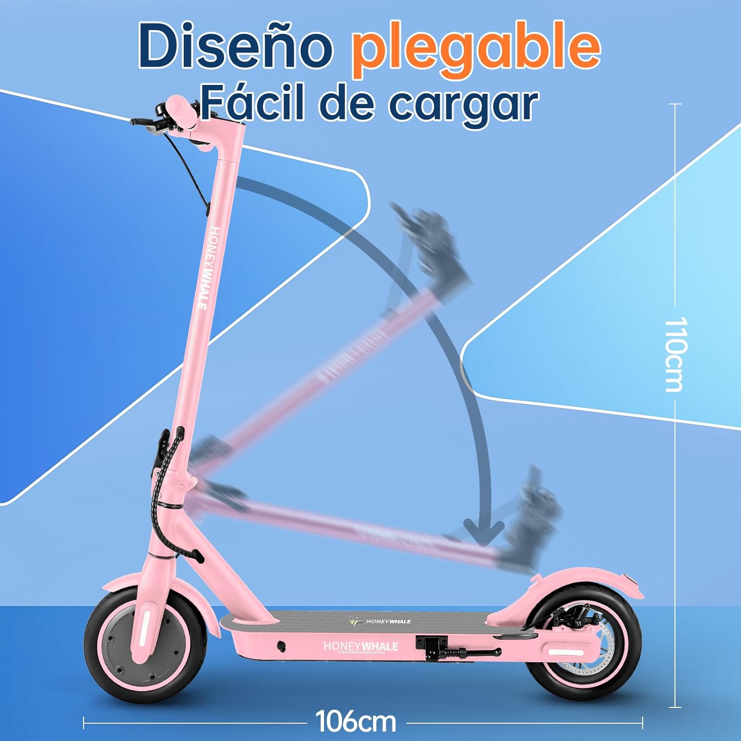 HONEYWHALE M2 Pro Scooter Eléctrico Plegable para Adultos, Motor de 500 W de Potencia Máxima, 22km con una Carga Completa, Velocidad Máxima 32km/h, Patin Eléctrico con App Control Bluetooth