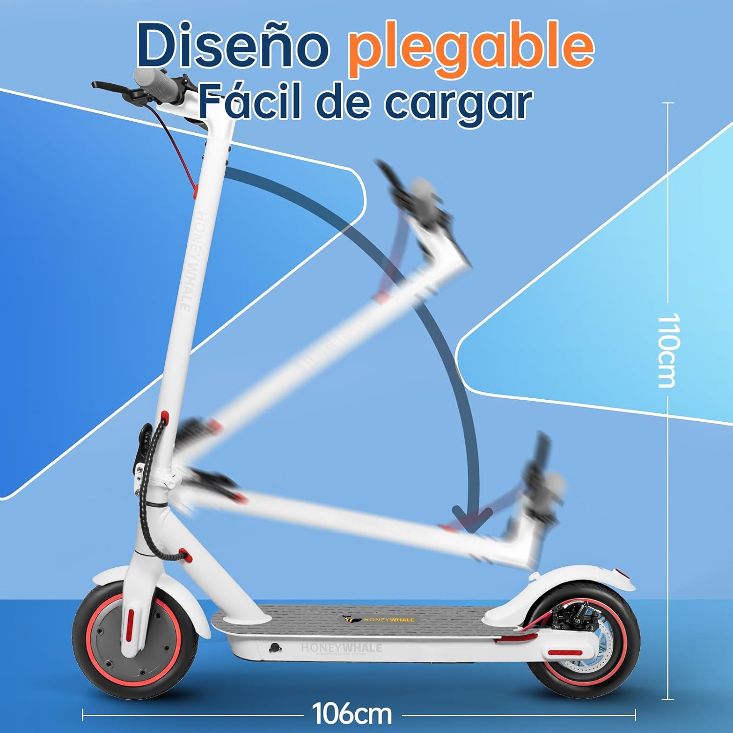 HONEYWHALE M2 Pro Scooter Eléctrico Plegable para Adultos, Motor de 500 W de Potencia Máxima, 22km con una Carga Completa, Velocidad Máxima 32km/h, Patin Eléctrico con App Control Bluetooth