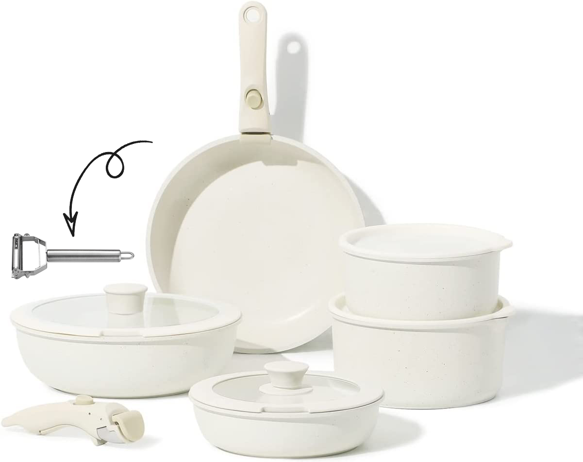 Juego de ollas y sartenes de 11 piezas., Nonstick Cookware Set Detachable Handle, Induction Kitchen Cookware Sets Non Stick with Removable Handle, RV Cookware Set, Oven Safe