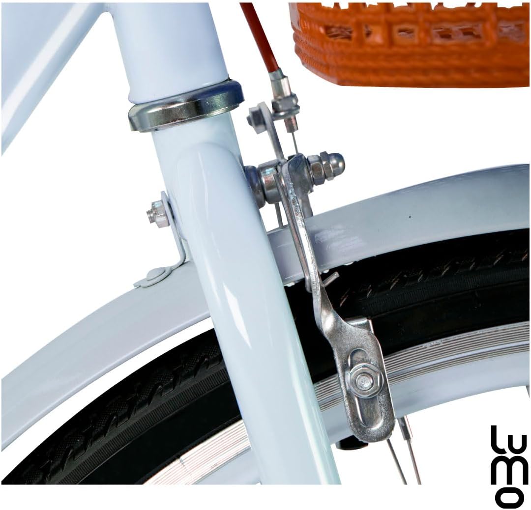 LUMO HOME Bicicleta Urbana Retro, Bicicleta Rodada 26, Marco y Estructura de Acero con Canasta para Bicicleta, Diseño Clásico Vintage, Pie de Apoyo, Bicicleta Adulto